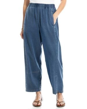 Max Studio Pique Barrel Leg Ankle Pants - Blue