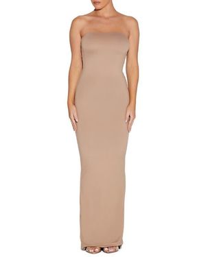 Naked Wardrobe X Bare Strapless Tube Dress - Natural