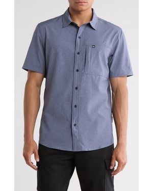 Quiksilver Beckham Short Sleeve Button-Up Shirt - Blue