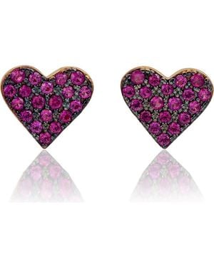 Suzy Levian Pavé Cubic Zirconia Heart Stud Earrings - Purple