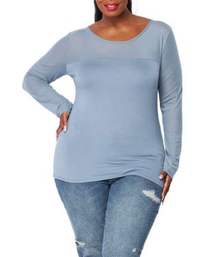 BLUEGREY Mixed Media Long Sleeve Top - Blue