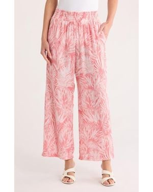 Nicole Miller Print Pull On Pants - Pink