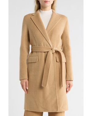 Theory Chevron Belted Wool Coat - Natural