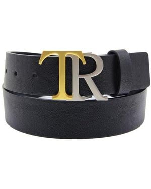 TRUE RELIGION Stokes Logo Buckle Leather Belt - Black