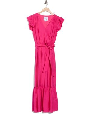Sam Edelman Flutter Cap Sleeve Maxi Dress - Pink