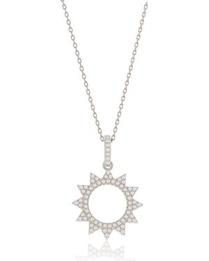Suzy Levian Cubic Zirconia Sunburst Pendant Necklace - Metallic