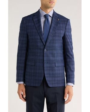 Tom Baine Plaid Two-Button Sport Coat - Blue
