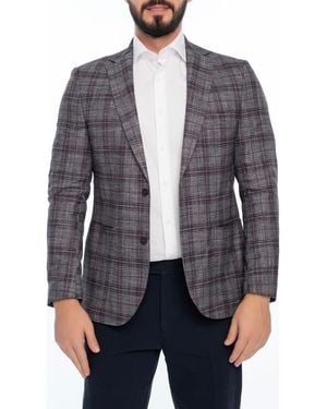 VELLAPAIS Plaid Sport Coat - Gray