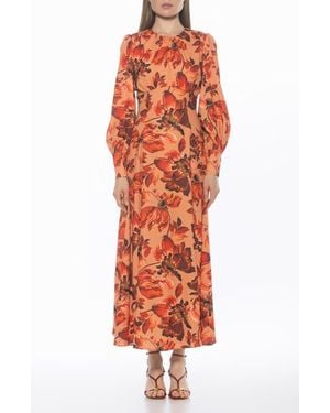 Alexia Admor Yesenia Long Sleeve Empire Waist Maxi Dress - Orange
