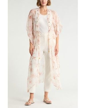 BCBGMAXAZRIA French Sky Floral Print Duster - Natural