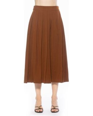 Alexia Admor Oren Pleated Midi Skirt - Brown