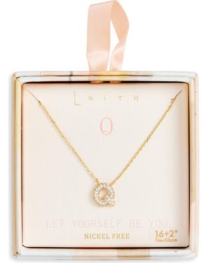 Leith Cubic Zirconia Initial Pendant Necklace - White