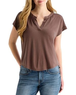Lucky Brand Sandwash Notch Top - Brown