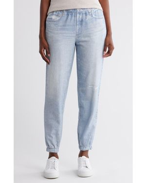 ecru Mirage Denim Printed French Terry Sweatpants - Blue