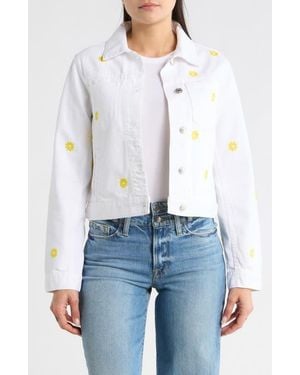 Desigual Embroidered Denim Trucker Jacket - White