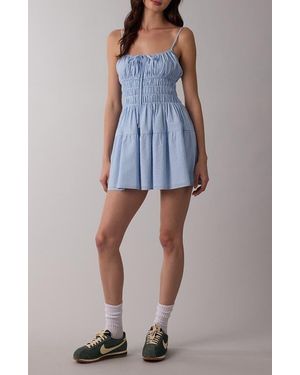 Sky To Moon Tie Front Sleeveless Minidress - Blue