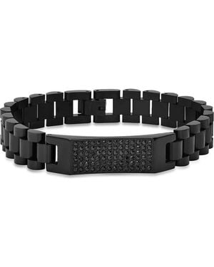 Steeltime Simulated Diamond Link Bracelet - Black
