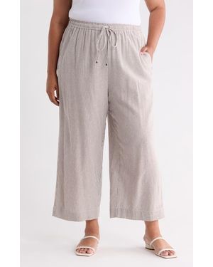 Max Studio Drawstring Waist Crop Wide Leg Pants - Multicolor