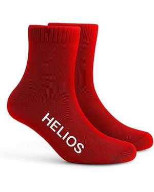 HELIOS THE HEATED COAT Thermal Retaining Wool Blend Crew Socks - Red