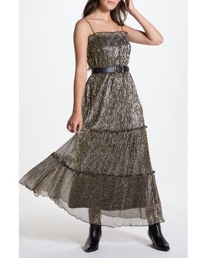 Wishlist Metallic Tiered Maxi Dress - Brown