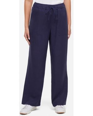 Three Dots Linen Wide Leg Pants - Blue