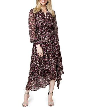Gibsonlook Lindsey Metallic Long Sleeve Dress - Brown