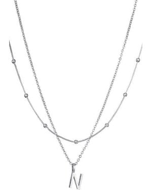 Adornia Initial Pendant Layered Chain Necklace - Blue