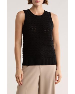 Tahari Pointelle Sweater Tank - Black