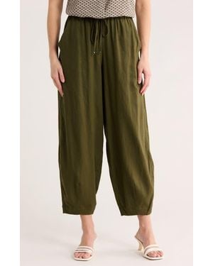 Max Studio Harem Linen Blend Pants - Green