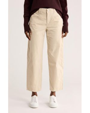 Democracy High Waist Barrel Leg Corduroy Pants - Natural
