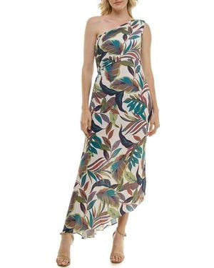 Nicole Miller Pleated One-Shoulder Dress - Green