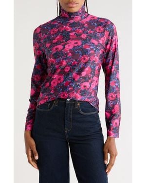 AREA STARS Lee Mock Neck Jersey Top - Blue