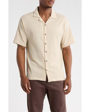 T.R. Premium Relaxed Fit Textured Camp Shirt - Natural