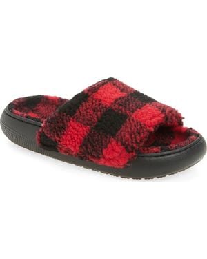 Crocs™ Classic Buffalo Check Slide Slipper - Red