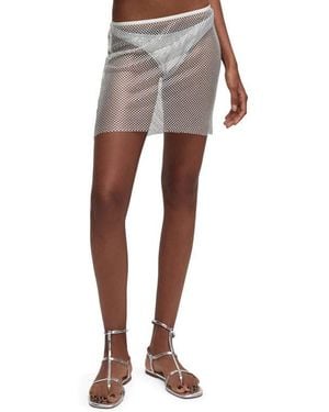 Mango Stress Sequin Knit Mesh Miniskirt - Gray