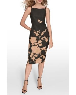 Donna Karan Floral Print Sheath Dress - Black