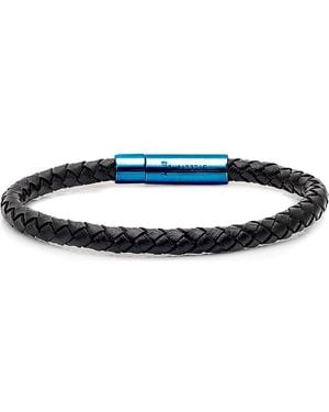 Steeltime Braided Leather Bracelet - Blue