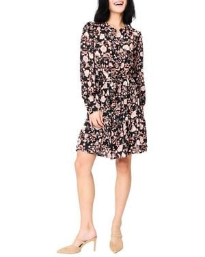 Gibsonlook Floral Long Sleeve Dress - Black