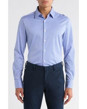 Duchamp Slim Fit Houndstooth Dress Shirt - Blue