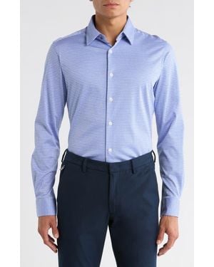 Duchamp Slim Fit Houndstooth Dress Shirt - Blue