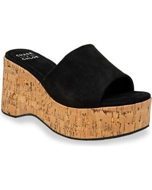 In Touch Footwear Rita Open Toe Cork Platform Wedge Sandal - Black