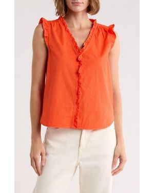 Daniel Rainn Ruffle Button-Up Top - Orange