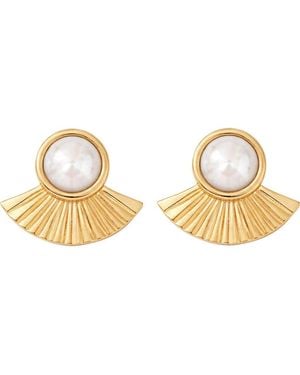 Gabi Rielle Noir Mother-Of-Pearl Halo Stud Earrings - Metallic