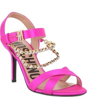 Moschino Crystal Chain Slingback Sandal - Pink