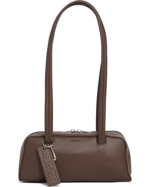 BAGGU Small Recycled Leather Bowler Shoulder Bag - Brown