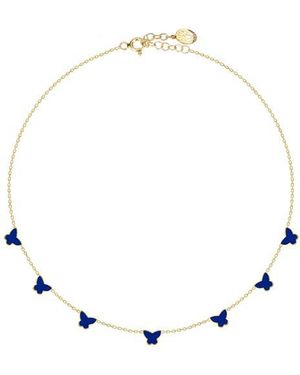 Gabi Rielle 14K Plate Sterling Butterfly Enamel Choker Necklace - White