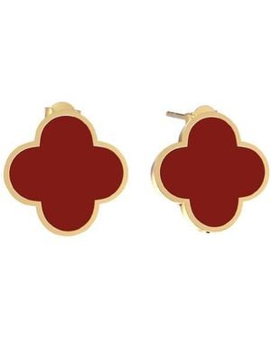 Gabi Rielle Carnelian Clover Stud Earrings - Red
