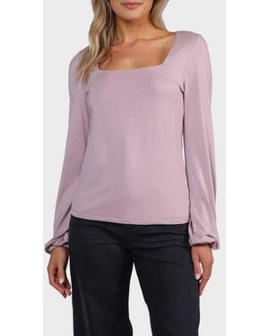 Matty M Ashley Square Neck Long Sleeve Top - Purple