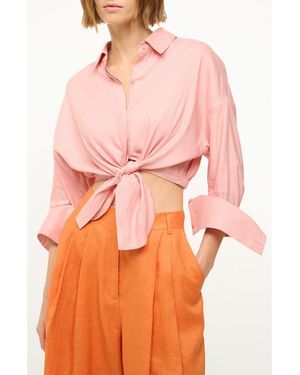 STAUD Lisa Linen Button-Up Shirt - Orange