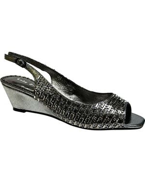 Lady Couture Rhinestone-Embellished Slingback Wedge Sandals - Black